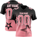 Custom Black Medium Pink-White Authentic Star Gradient 7V7 Flag Football Jersey