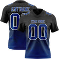 Custom Black Royal-White Authentic Fluid Wave Line Fade 7V7 Flag Football Jersey