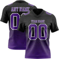 Custom Black Purple-White Authentic Fluid Wave Line Fade 7V7 Flag Football Jersey