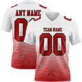 Custom White Red-Black Authentic Fluid Wave Line Fade 7V7 Flag Football Jersey