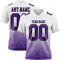 Custom White Purple-Black Authentic Fluid Wave Line Fade 7V7 Flag Football Jersey