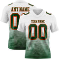 Custom White Green-Orange Authentic Fluid Wave Line Fade 7V7 Flag Football Jersey