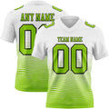 Custom White Neon Green-Black Authentic Fluid Wave Line Fade 7V7 Flag Football Jersey