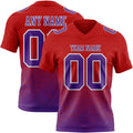 Custom Red Purple-White Authentic Fluid Wave Line Fade 7V7 Flag Football Jersey