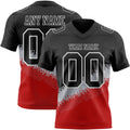 Custom Black Gray Red-White Authentic Geometric Gradient 7V7 Flag Football Jersey