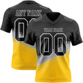 Custom Black Gray Yellow-White Authentic Geometric Gradient 7V7 Flag Football Jersey