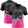Custom Black Gray Pink-White Authentic Geometric Gradient 7V7 Flag Football Jersey