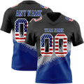 Custom Black USA Flag Gray Royal-White Authentic Geometric Gradient 7V7 Flag Football Jersey