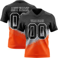 Custom Black Gray Orange-White Authentic Geometric Gradient 7V7 Flag Football Jersey