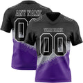 Custom Black Gray Purple-White Authentic Geometric Gradient 7V7 Flag Football Jersey