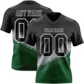 Custom Black Gray Green-White Authentic Geometric Gradient 7V7 Flag Football Jersey
