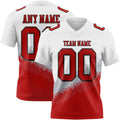 Custom White Red Gray-Black Authentic Geometric Gradient 7V7 Flag Football Jersey