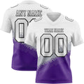 Custom White Gray Purple-Black Authentic Geometric Gradient 7V7 Flag Football Jersey