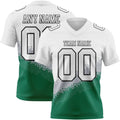 Custom White Gray Kelly Green-Black Authentic Geometric Gradient 7V7 Flag Football Jersey