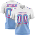 Custom White Light Blue Gray-Pink Authentic Geometric Gradient 7V7 Flag Football Jersey