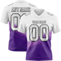 Custom White Medium Purple Purple-Black Authentic Geometric Gradient 7V7 Flag Football Jersey