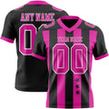 Custom Black Deep Pink-White Authentic Stars And Stripes 7V7 Flag Football Jersey