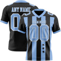 Custom Black Light Blue-White Authentic Stars And Stripes 7V7 Flag Football Jersey