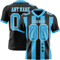 Custom Black Sky Blue-White Authentic Stars And Stripes 7V7 Flag Football Jersey