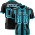 Custom Black Teal-White Authentic Stars And Stripes 7V7 Flag Football Jersey