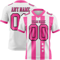 Custom White Pink-Black Authentic Stars And Stripes 7V7 Flag Football Jersey