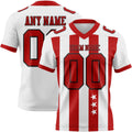 Custom White Red-Black Authentic Stars And Stripes 7V7 Flag Football Jersey