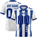Custom White Royal-Light Blue Authentic Stars And Stripes 7V7 Flag Football Jersey