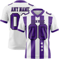 Custom White Purple-Black Authentic Stars And Stripes 7V7 Flag Football Jersey