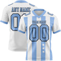 Custom White Light Blue-Black Authentic Stars And Stripes 7V7 Flag Football Jersey
