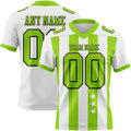 Custom White Neon Green-Black Authentic Stars And Stripes 7V7 Flag Football Jersey