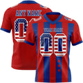 Custom Red USA Flag Royal-White Authentic Stars And Stripes 7V7 Flag Football Jersey