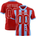 Custom Red Light Blue-White Authentic Stars And Stripes 7V7 Flag Football Jersey