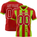 Custom Red Neon Green-White Authentic Stars And Stripes 7V7 Flag Football Jersey