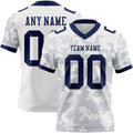 Custom White-Navy Authentic Abstract Fluid Line 3D Pattern 7V7 Flag Football Jersey