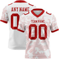 Custom White-Red Authentic Abstract Fluid Line 3D Pattern 7V7 Flag Football Jersey