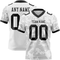Custom White-Black Authentic Abstract Fluid Line 3D Pattern 7V7 Flag Football Jersey