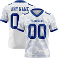 Custom White-Royal Authentic Abstract Fluid Line 3D Pattern 7V7 Flag Football Jersey