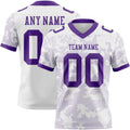 Custom White-Purple Authentic Abstract Fluid Line 3D Pattern 7V7 Flag Football Jersey