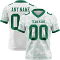 Custom White-Kelly Green Authentic Abstract Fluid Line 3D Pattern 7V7 Flag Football Jersey