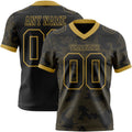 Custom Black-Old Gold Authentic Abstract Fluid Line 3D Pattern 7V7 Flag Football Jersey