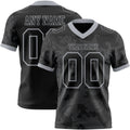 Custom Black-Gray Authentic Abstract Fluid Line 3D Pattern 7V7 Flag Football Jersey