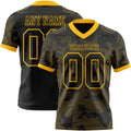 Custom Black-Gold Authentic Abstract Fluid Line 3D Pattern 7V7 Flag Football Jersey