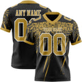 Custom Black Old Gold-White Authentic Distressed Scratch Brush Stroke Football Jersey