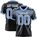 Custom Black Light Blue-White Authentic Distressed Scratch Brush Stroke Football Jersey