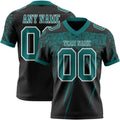 Custom Black Teal-White Authentic Distressed Scratch Brush Stroke Football Jersey