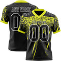 Custom Black Neon Yellow-White Authentic Distressed Scratch Brush Stroke Football Jersey