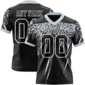 Custom Black Silver-White Authentic Distressed Scratch Brush Stroke Football Jersey