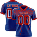 Custom Royal Red-White Authentic Distressed Scratch Brush Stroke Football Jersey