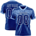 Custom Royal Light Blue-White Authentic Distressed Scratch Brush Stroke Football Jersey