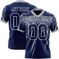 Custom Navy Gray-White Authentic Distressed Scratch Brush Stroke Football Jersey